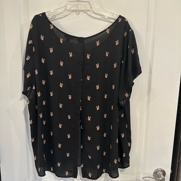 Torrid squirrel print Abbey Georgette Button Back Short Sleeve Blouse. Plus sz 4 - Picture 7 of 7